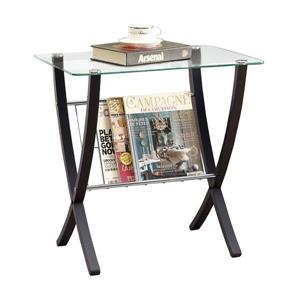 Monarch Accent Table - 16.25-in x 24.5-in - Glass - Cappuccino
