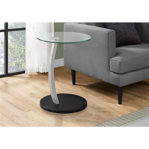 Table d'appoint, 17,75 po x 24 po, verre, noir