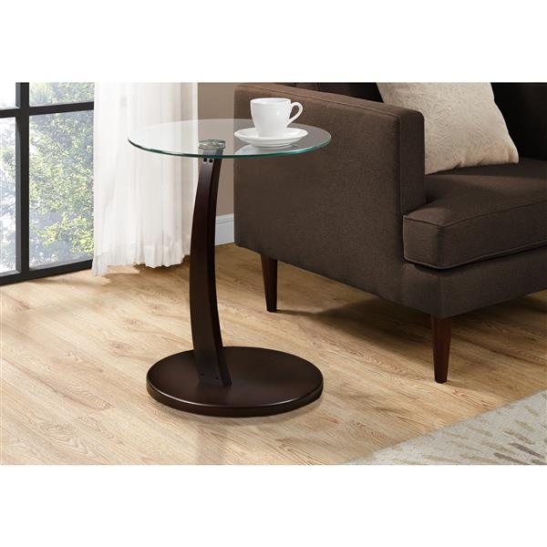 Table d'appoint, 17,75 po x 24 po, verre, cappuccino