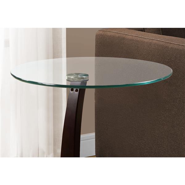 Table d'appoint, 17,75 po x 24 po, verre, cappuccino