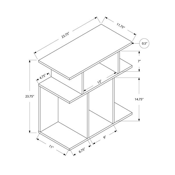 Table d'appoint, 11,75 po x 23,75 po, composite, cappuccino