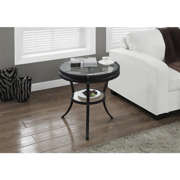 Monarch Accent Table - 22.5-in x 24-in - Glass - Black