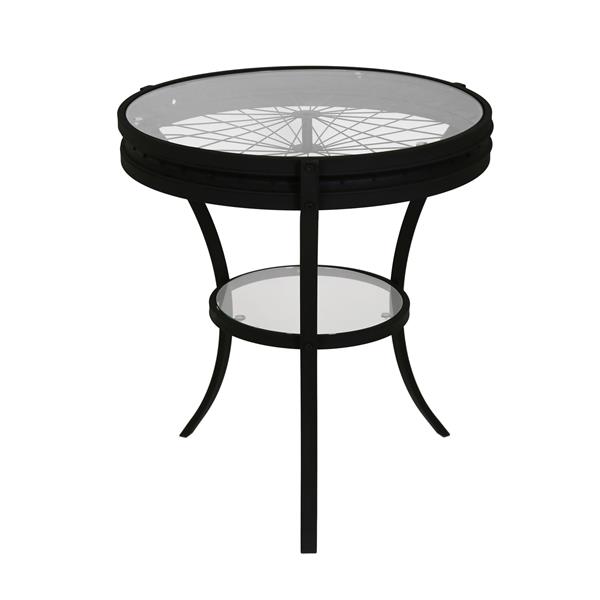 Monarch Accent Table - 22.5-in x 24-in - Glass - Black