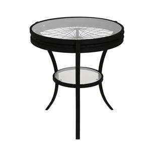 Monarch Accent Table - 22.5-in x 24-in - Glass - Black