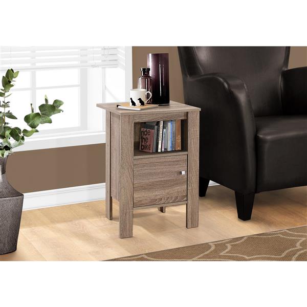 Monarch Accent Table - 14-in x 24.25-in - Composite - Dark taupe