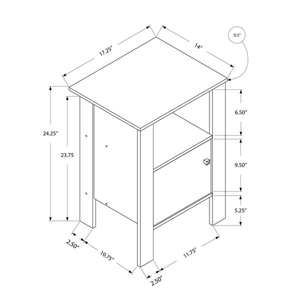 Monarch Accent Table - 14-in x 24.25-in - Composite - Dark taupe