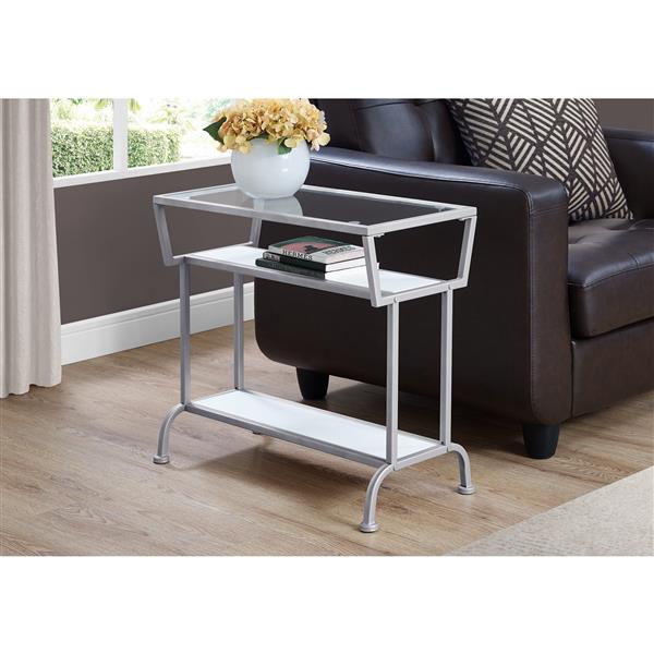 Monarch Accent Table - 12-in x 22-in - Glass - White