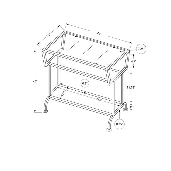 Monarch Accent Table - 12-in x 22-in - Glass - White