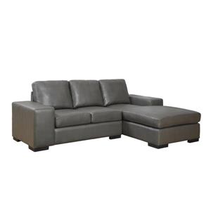 Sofa chaise longue, 95" x 37", cuir reconstitué, gris