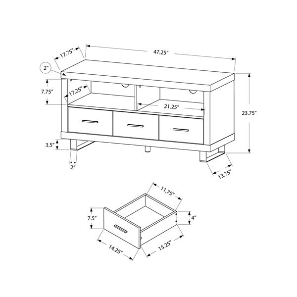 Monarch TV Stand - 47.25-in - Composite - Dark Taupe