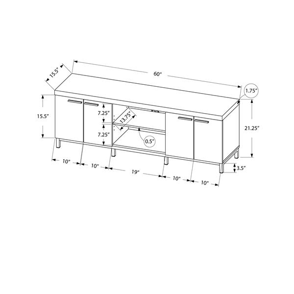 Monarch TV Stand - 60-in x 21.25-in - Composite - Black