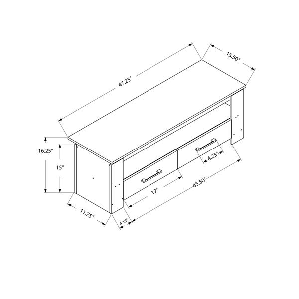 Monarch TV Stand - 47.25-in x 16.25-in - Composite - Dark Taupe