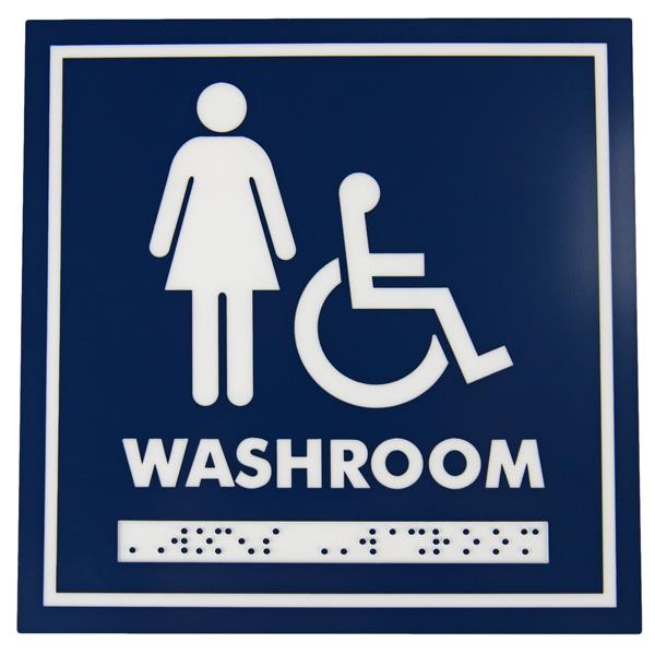 Signalisation standard de toilettes, femmes et handicapés