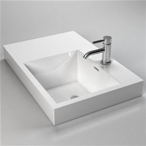 Cantrio Koncepts Rectangular Bathroom Sink with Overflow - White