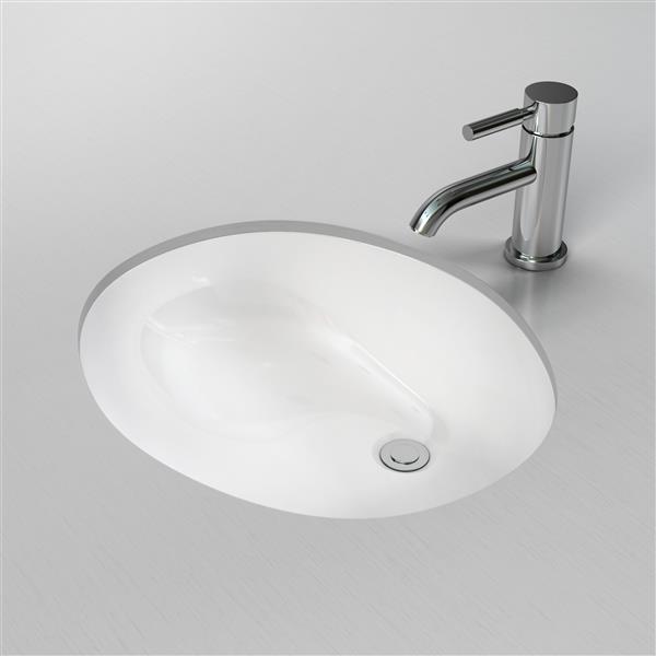 Cantrio Koncepts Vitreous China Oval Undermount Bathroom Sink with Overflow