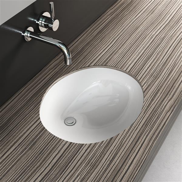Cantrio Koncepts Vitreous China Oval Undermount Bathroom Sink with Overflow