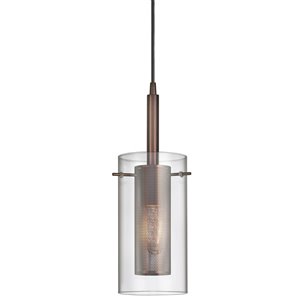 Dainolite Signature Pendant Light - 1-Light - 6-in x 11-in - Oil Brushed Bronze/Glass