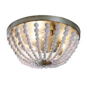 Dainolite Laura Flush-Mount Light - 3-Light - 14-in x 8-in - White Washed