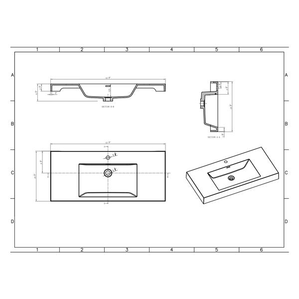 Meuble-lavabo simple gris ciment  Ember par GEF 42 po comptoir acrylique blanc