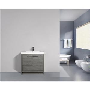 GEF Ember 36-in Cement Grey Single Sink Bathroom Vanity with White Acrylic Top