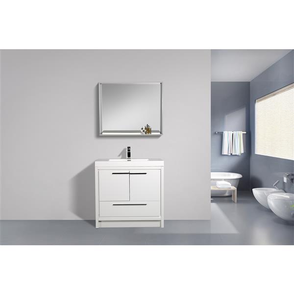 GEF Ember 36-in White Single Sink Bathroom Vanity with White Acrylic Top