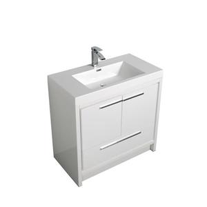 GEF Ember 36-in White Single Sink Bathroom Vanity with White Acrylic Top