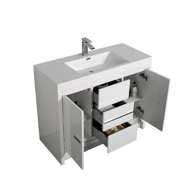 GEF Ember 42-in White Single Sink Bathroom Vanity Set with White Acrylic Top