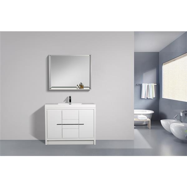 GEF Ember 42-in White Single Sink Bathroom Vanity Set with White Acrylic Top