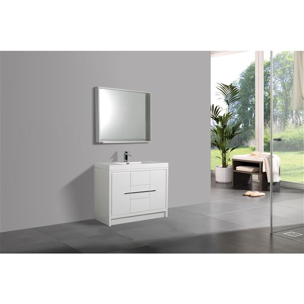 GEF Ember 42-in White Single Sink Bathroom Vanity Set with White Acrylic Top