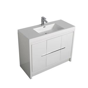 GEF Ember 42-in White Single Sink Bathroom Vanity Set with White Acrylic Top