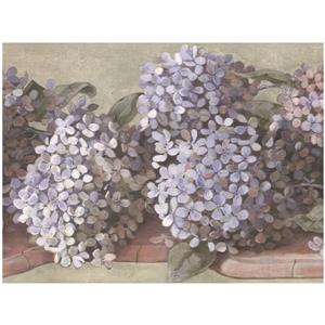 York Wallcoverings Hydrangea and Hortensia Floral Wallpaper - Lavender/White