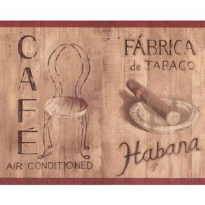 York Wallcoverings Cafe Palm Tree Cigar Vintage Wallpaper - Beige/Brown
