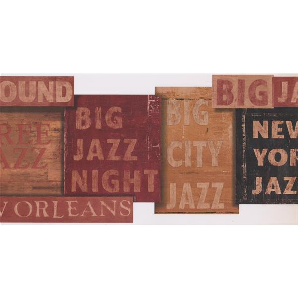 York Wallcoverings Jazz Distressed Signs Vintage Scalloped Wallpaper