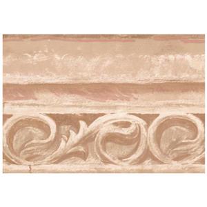 York Wallcoverings Victorian Faux Stone Damask Scrolls - Brown