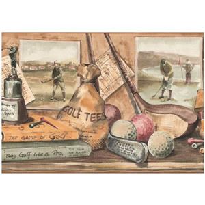 York Wallcoverings Golf Trophy Pictures and Books Wallpaper