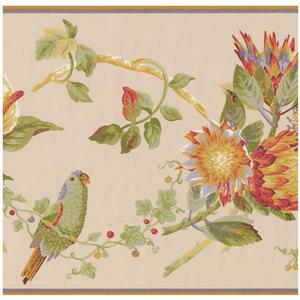 York Wallcoverings Prepasted Colorful Parrots on Vine Wallpaper