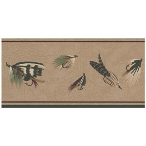 York Wallcoverings Prepasted Fishing Lures Sepia Wallpaper - Brown
