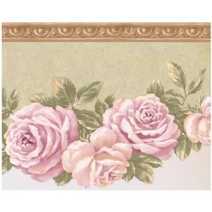Retro Art Prepasted Bloomed Roses on Vine Wallpaper