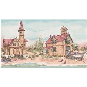York Wallcoverings Prepasted Fishermen Village and Cottages Wallpaper