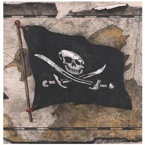 Retro Art Prepasted Vintage Pirate Flag Wallpaper