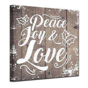 Ready2HangArt Christmas Peace Joy Love Canvas Wall Art - 30-in - Brown