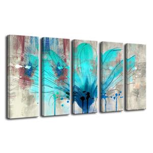Ready2HangArt Painted Petals Wall Décor Set - 60-in - Teal - 5 Pcs