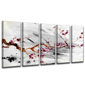 Décoration murale sur toile, pétales XII, 60", gris, 5 mcx