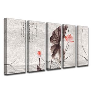 Ready2HangArt Painted Petals XI Wall Décor Set - 60-in - Gray - 5 Pcs