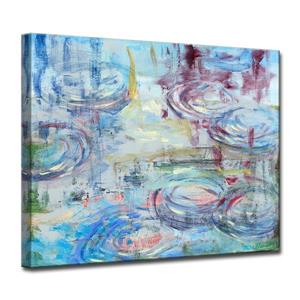 Décoration murale en toile, gouttes de pluie, 40", bleu