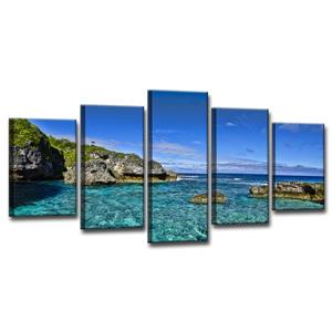 Ens. d'art mural sur toile Grunge Pano, 60", bleu, 5 mcx