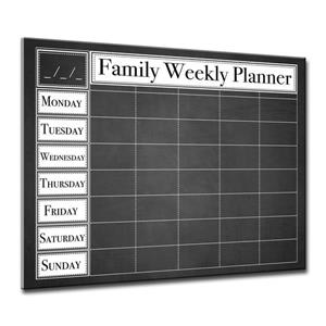 Calendrier hebdomadaire familial effaçable à sec, 30", noir