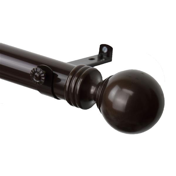 Rod Desyne Sphere Curtain Rod - 48-in to 84-in - Stainless Steel - Cocoa