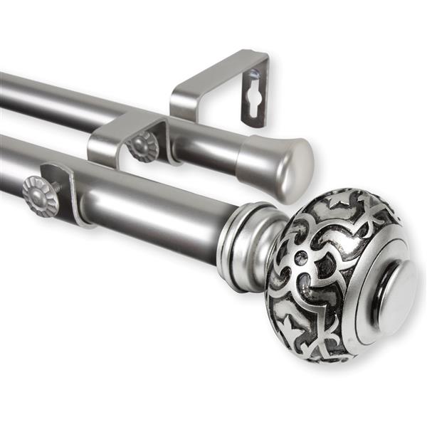 Rod Desyne Maple Double Curtain Rod - 120-in to 170-in - Nickel