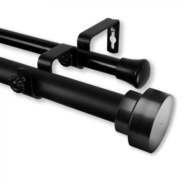 Rod Desyne Bonnet Double Curtain Rod - 1-in - Stainless Steel - Black